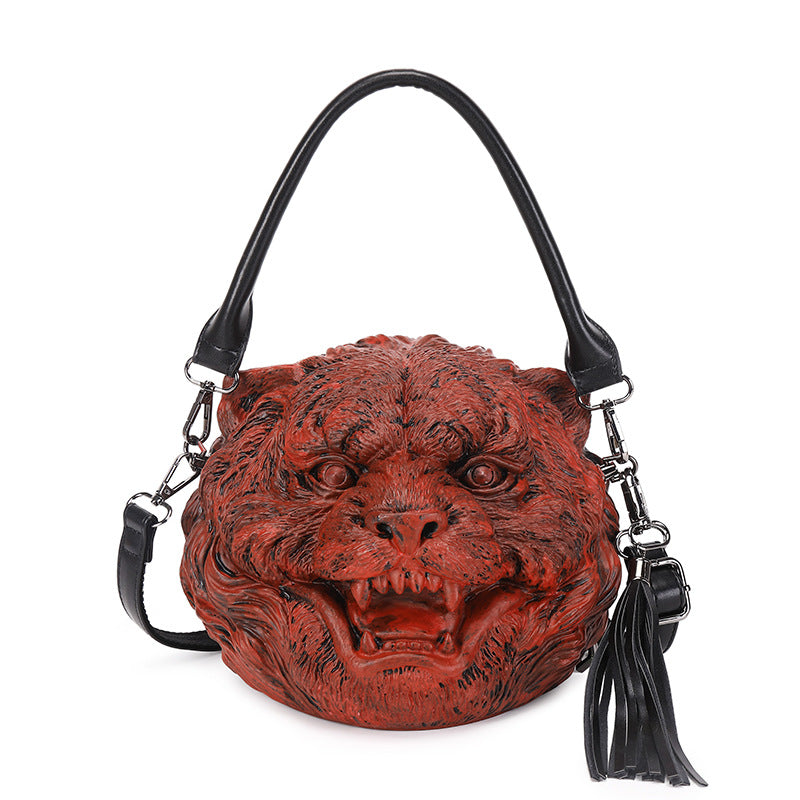 Women's Halloween Personalized Three-dimensional Tiger Head Boys Crossbody Bags
