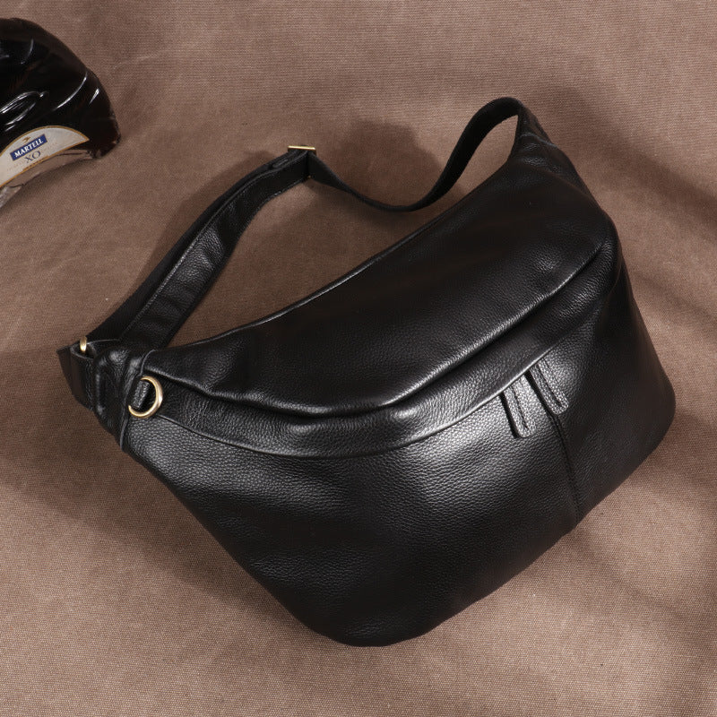 Men's First Layer Cowhide Vintage Genuine Leather Men's Chest Bags