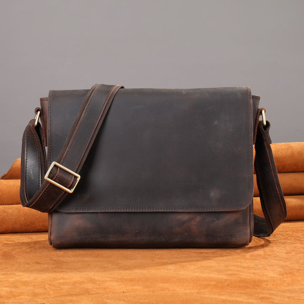 Men's Crazy Horse Leather First Layer Cowhide Bags