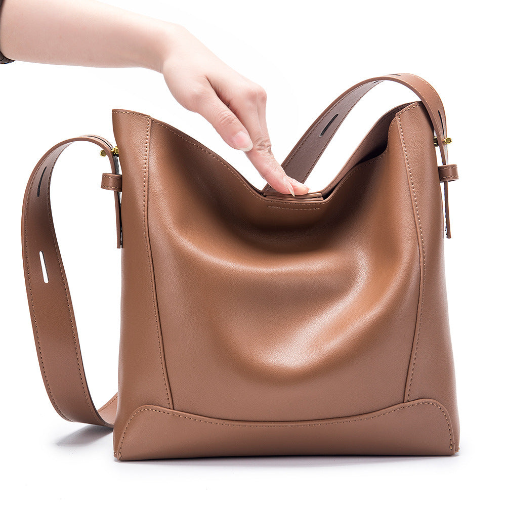 Women's Genuine Leather Niche High-grade Cowhide Exquisite Bucket Bags