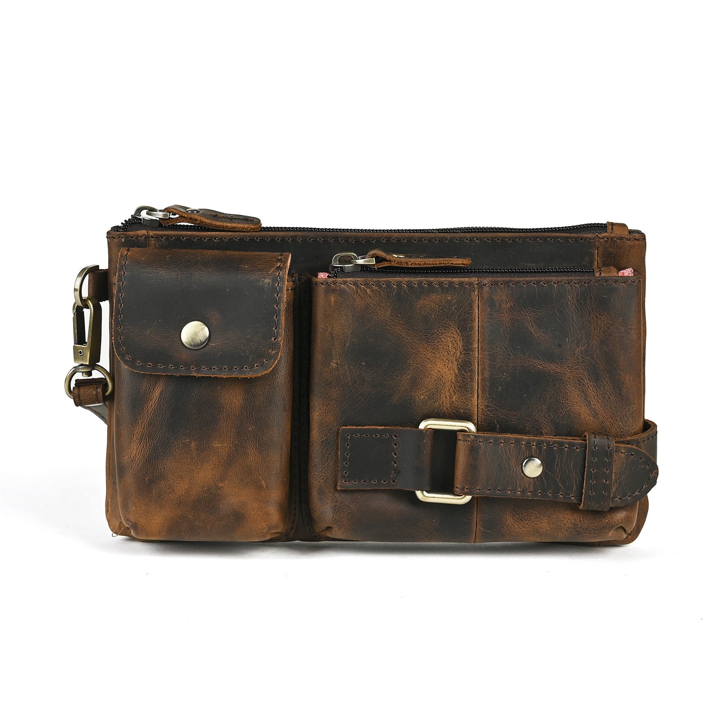 Men's First Layer Vegetable Tanned Leather Cowhide Trendy Men's Chest Bags