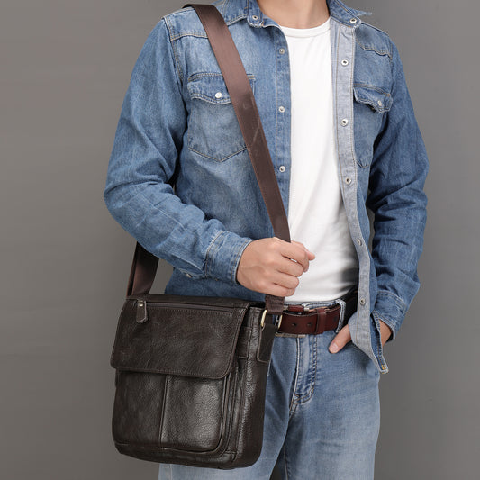 Men's Retro Cowhide Leather Business Fashion Men's Shoulder Bags