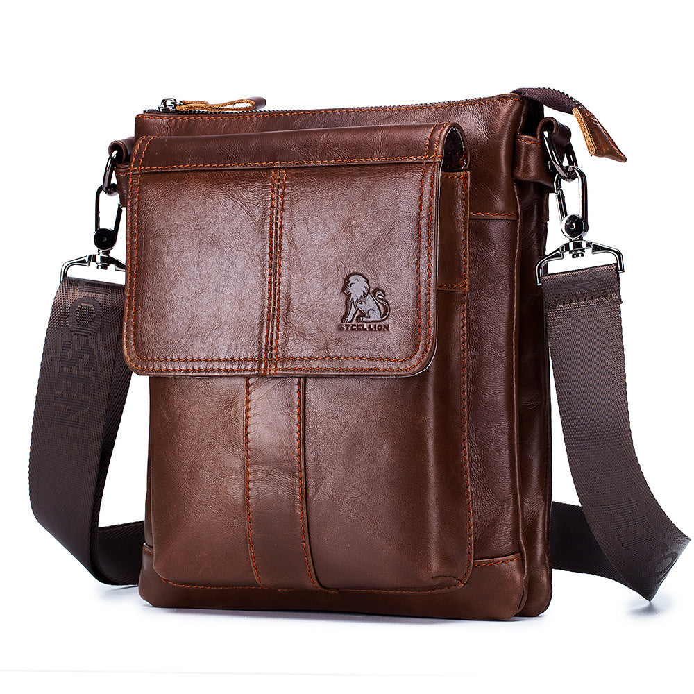 Men's Leather First Layer Cowhide Retro Large Men's Messenger Bags