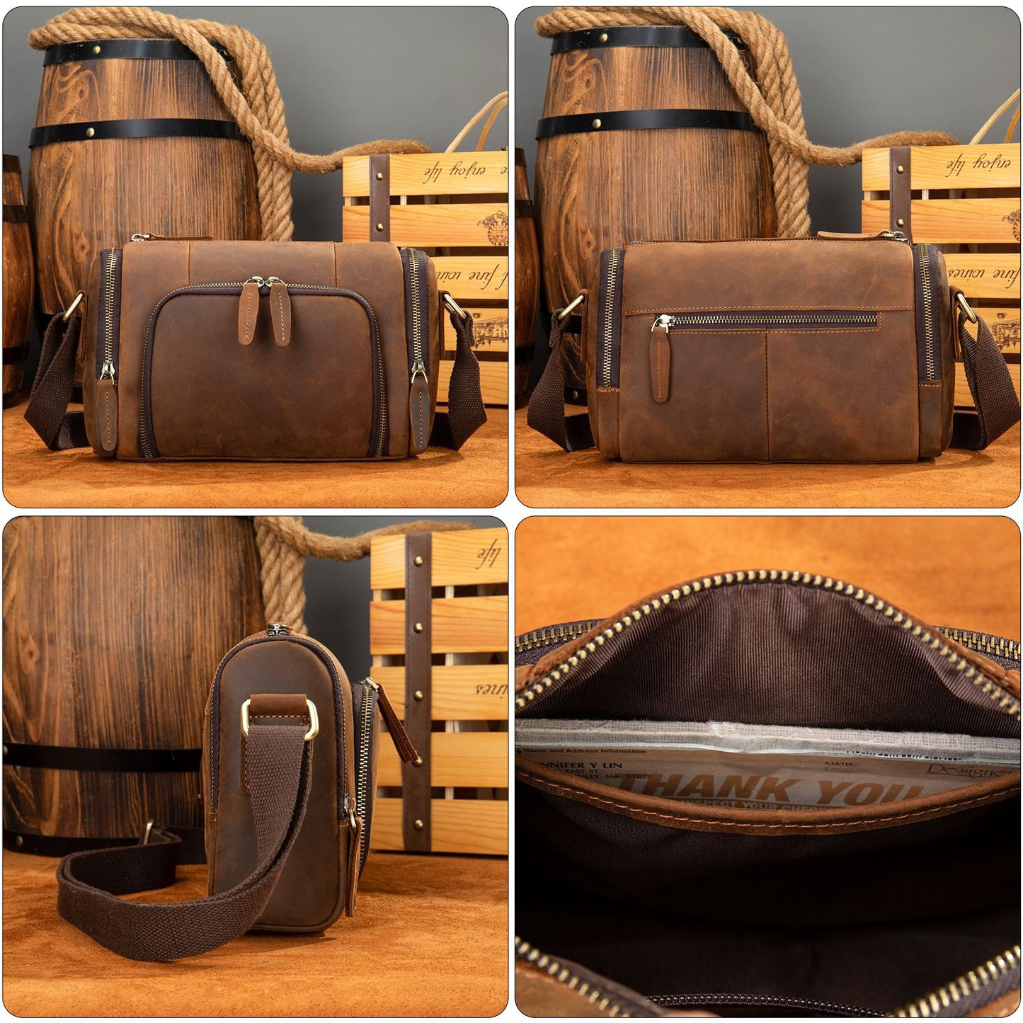 Men's Horizontal Leather Collection High-grade Large Capacity Men's Messenger Bags
