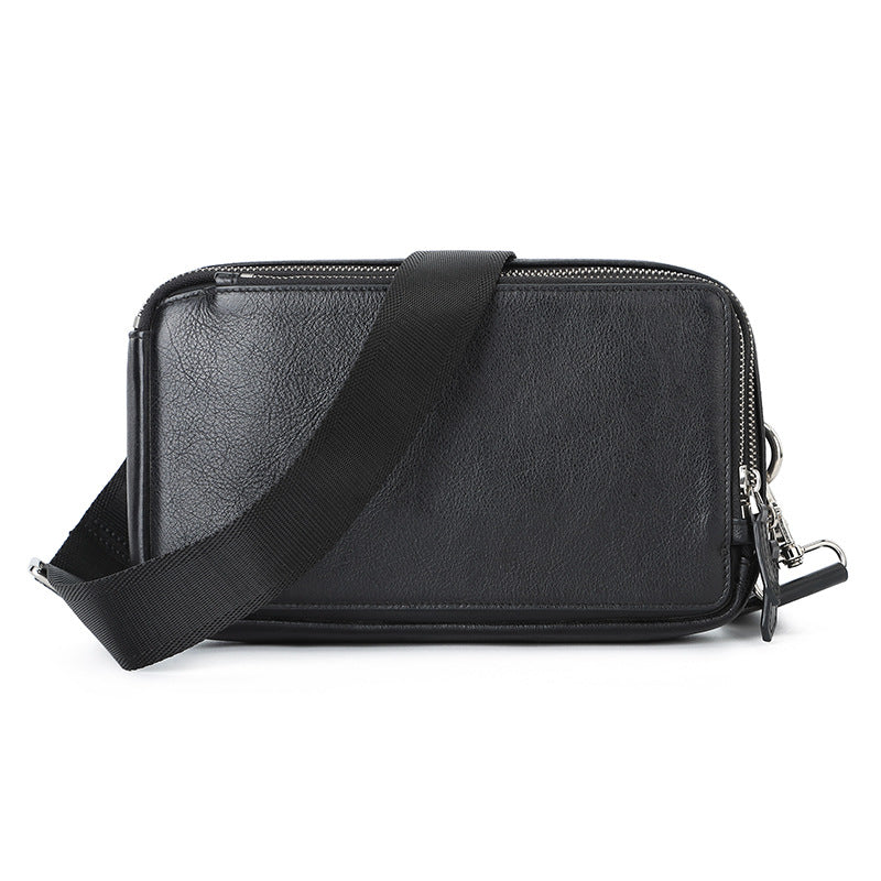 Men's Multifunctional Clutch Cowhide Leather Vintage Crazy Horse Men's Chest Bags