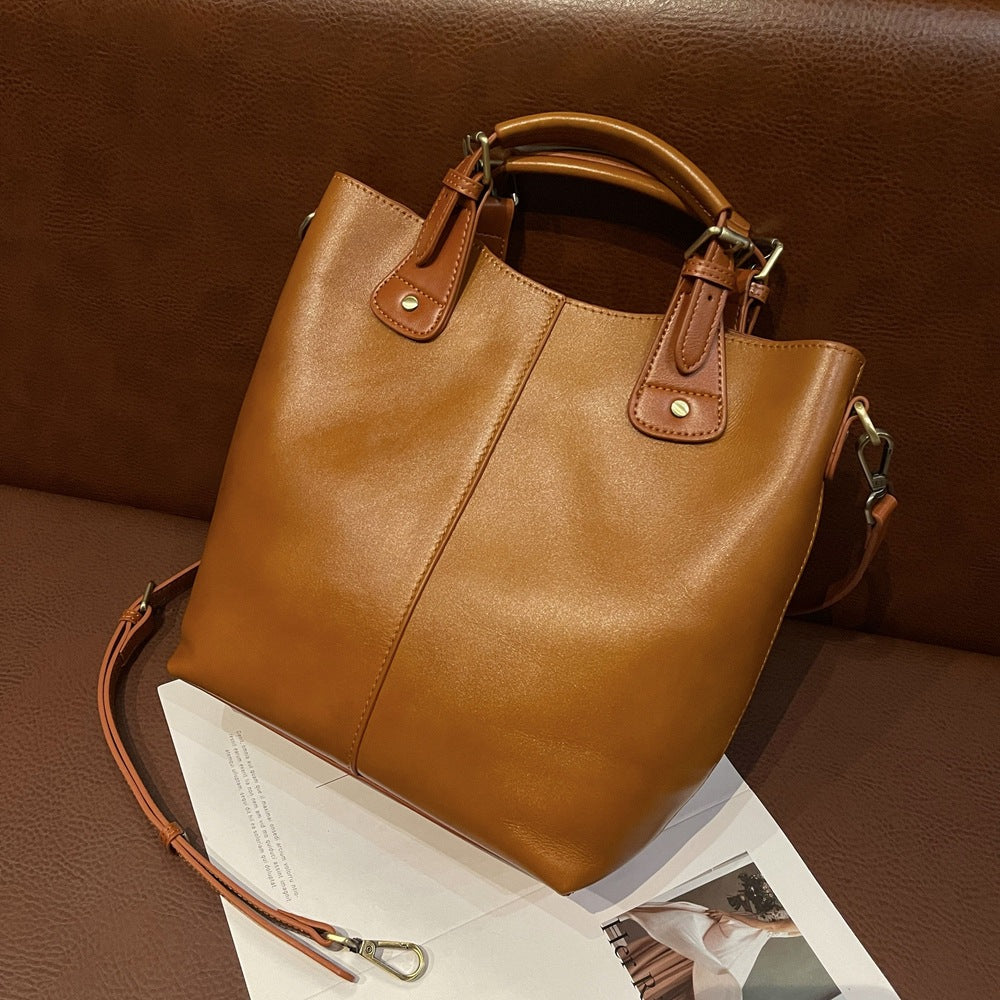 Women's First Layer Cowhide Large Capacity Totes Crossbody Bags