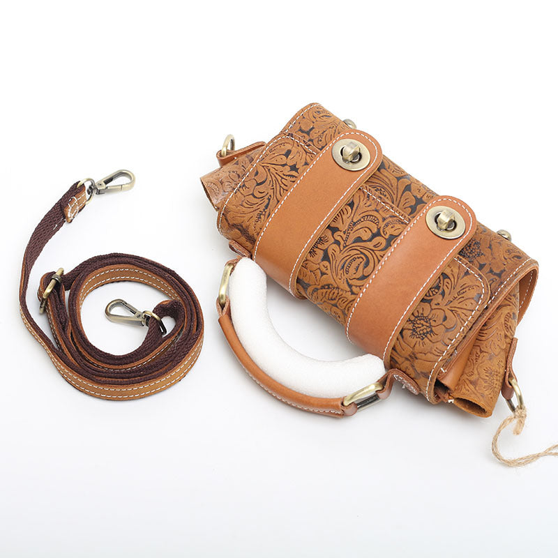 Women's Genuine Leather Fashionable Embossed Top Layer Handbags