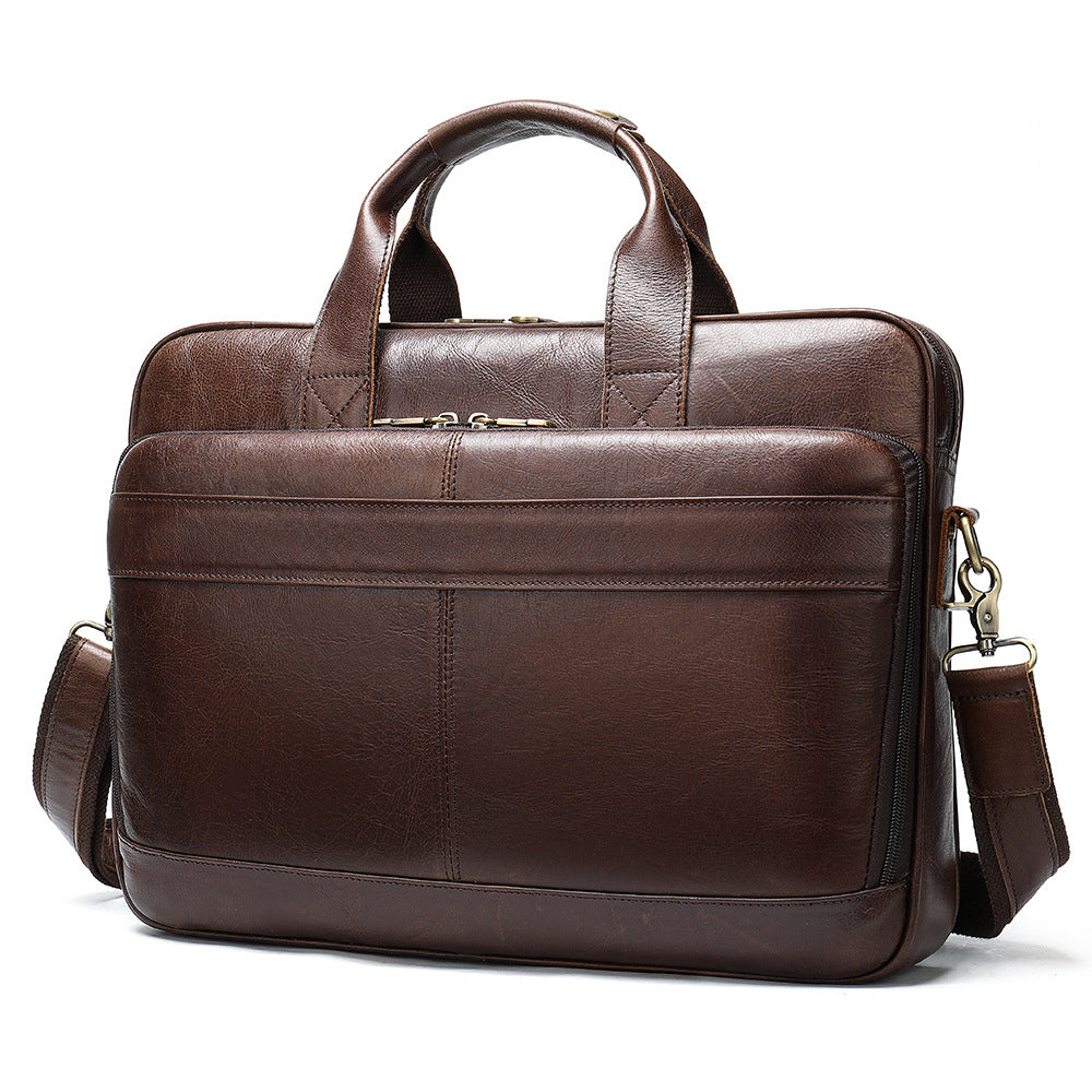 Men's Horizontal Large Capacity Portable Computer Cowhide Bags