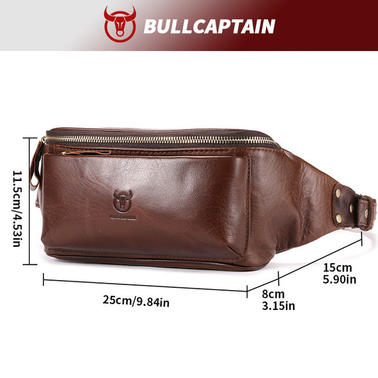 Men's High Sense Cowhide Leather Single Mobile Riding Bags
