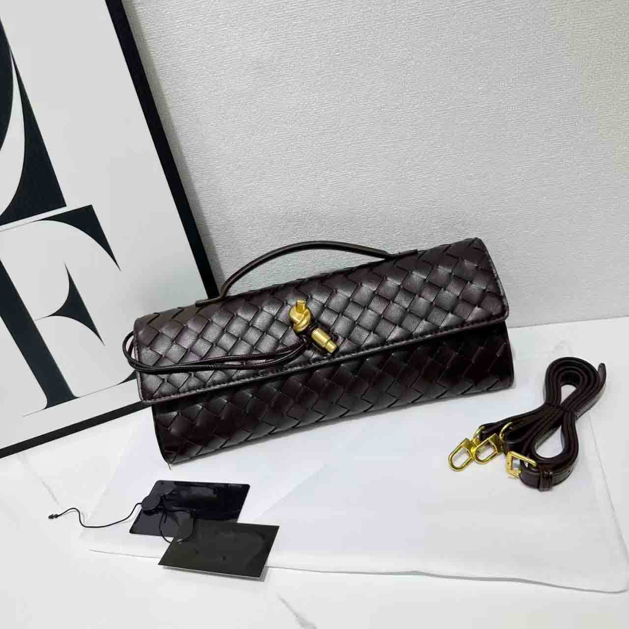 Women's Genuine Leather Baguette Woven Underarm Niche Backpacks