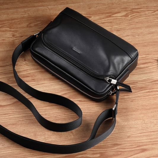 Men's First Layer Cowhide Leather Horizontal Business Men's Shoulder Bags