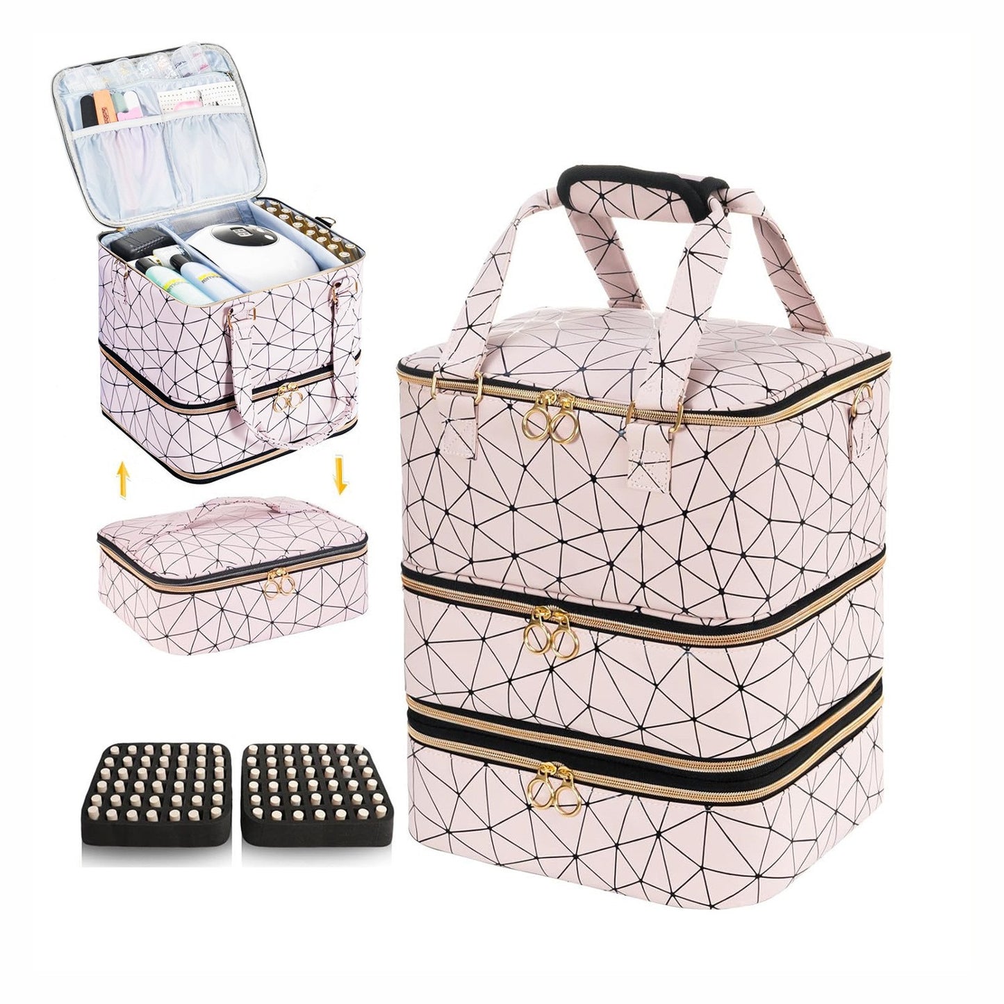 Portable High-grade Detachable Large Capacity Nail Polish Storage Can Cosmetic Bags