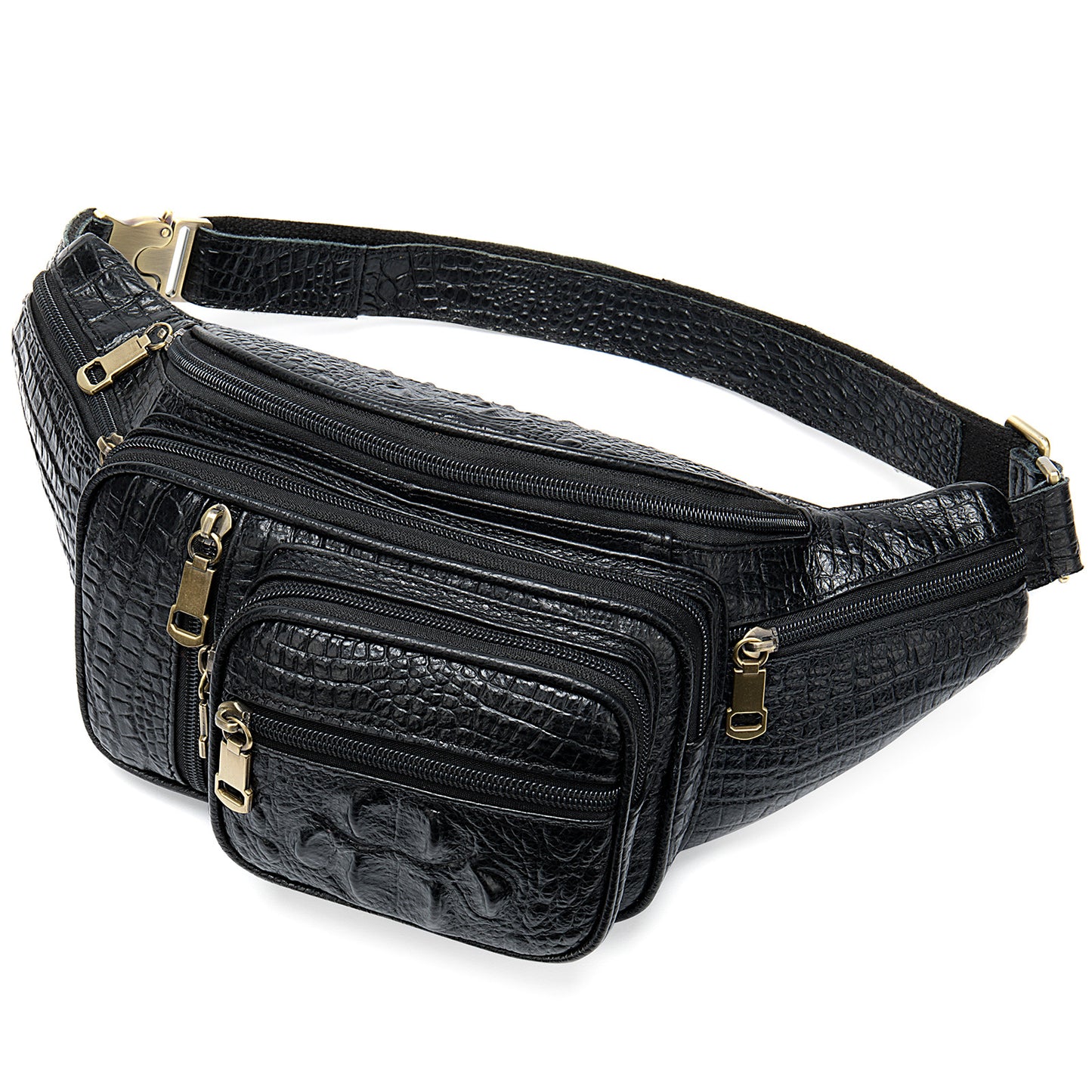 Men's Multifunctional Genuine Leather Crocodile Pattern Men's Waist Packs