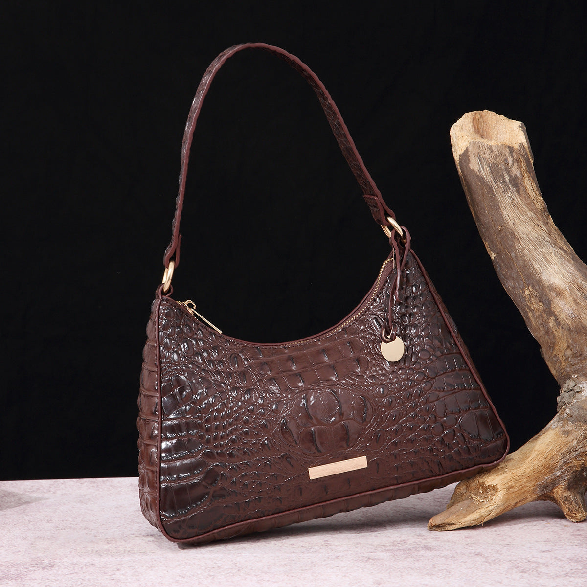 Women's Retro Hand-held Underarm Crocodile Pattern Shoulder Bags