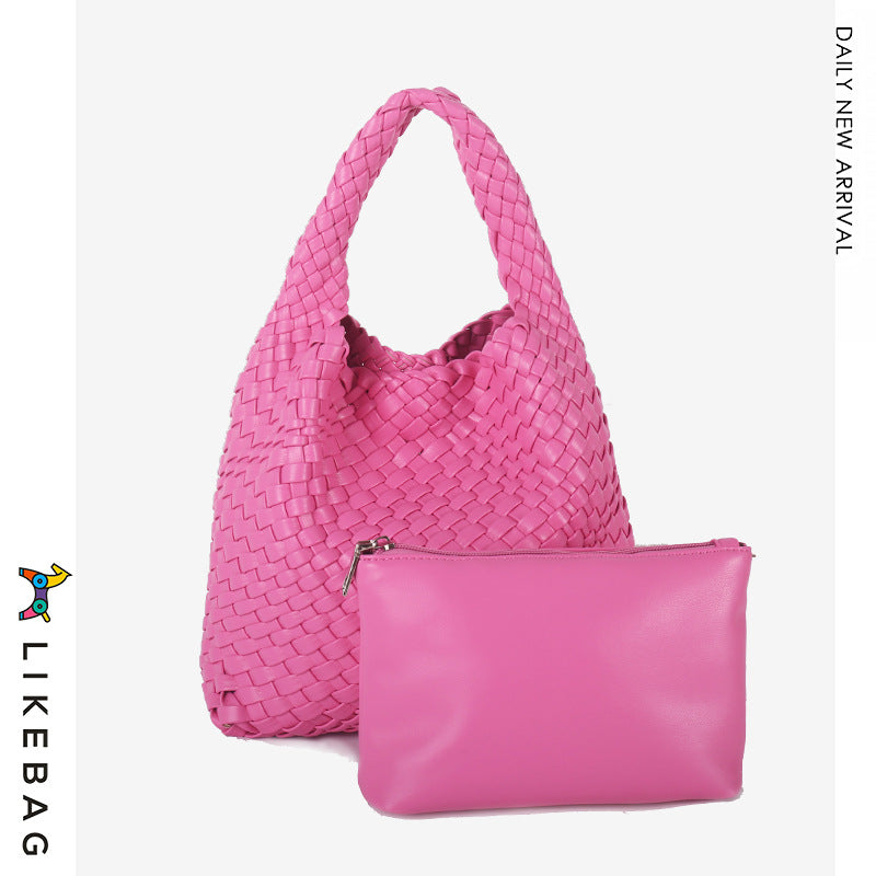 Women's Quality Handmade Woven Vegetable Basket Composite Shoulder Bags
