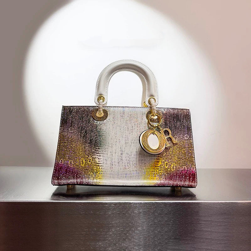 Women's Lizard Pattern Diana Genuine Leather Portable Crossbody Bags