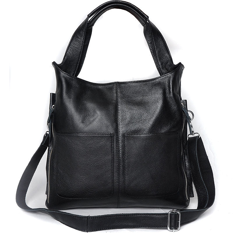Women's Fashion Trendy Head Layer Cowhide Simple Handbags