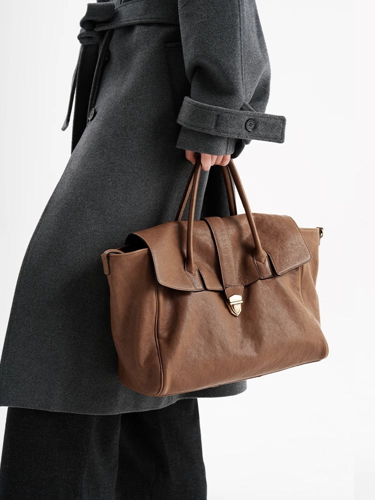 Vegetable Tanned Leather Cowhide Portable Retro Bags