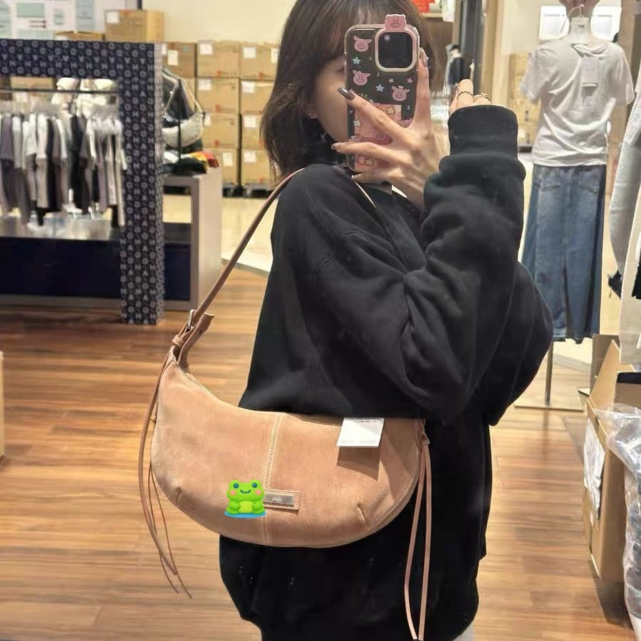 Women's Suede Underarm Drawstring Tassel For Armpit Bags
