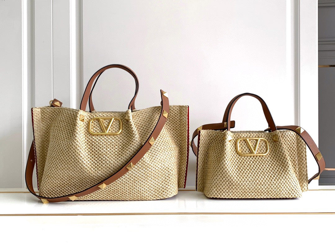 Women's Retro Portable Shopping Woven Genuine Leather Crossbody Bags