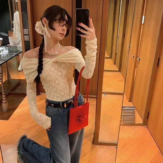 Graceful Rose Flower Decorative Design Commute Shoulder Bags