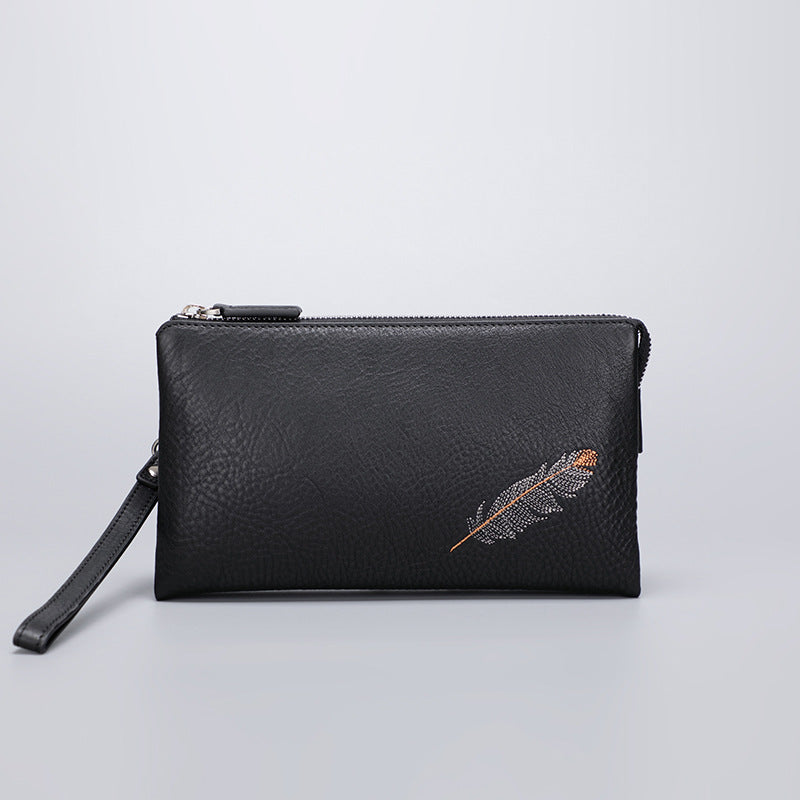 Men's Genuine Leather Wrist First Layer Cowhide Clutch Business Men's Handbags