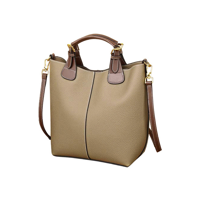 Women's Vintage Genuine Leather Pattern Portable Fashion Bucket Bags