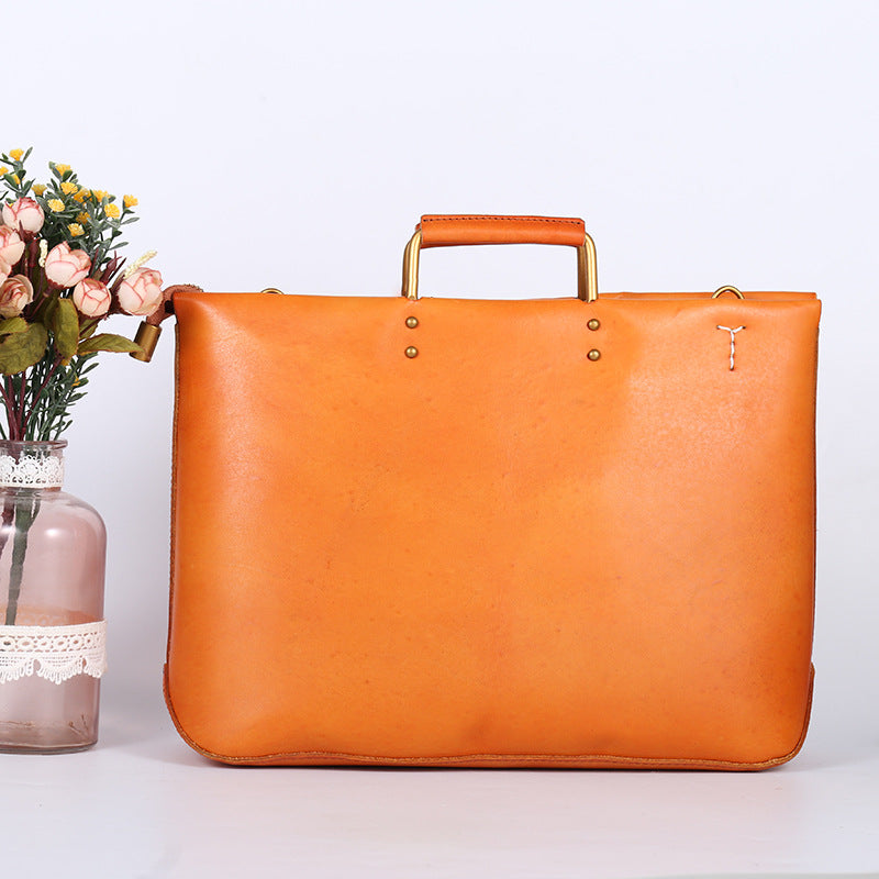Women's Large Capacity Soft Leather First Layer Portable Shoulder Bags