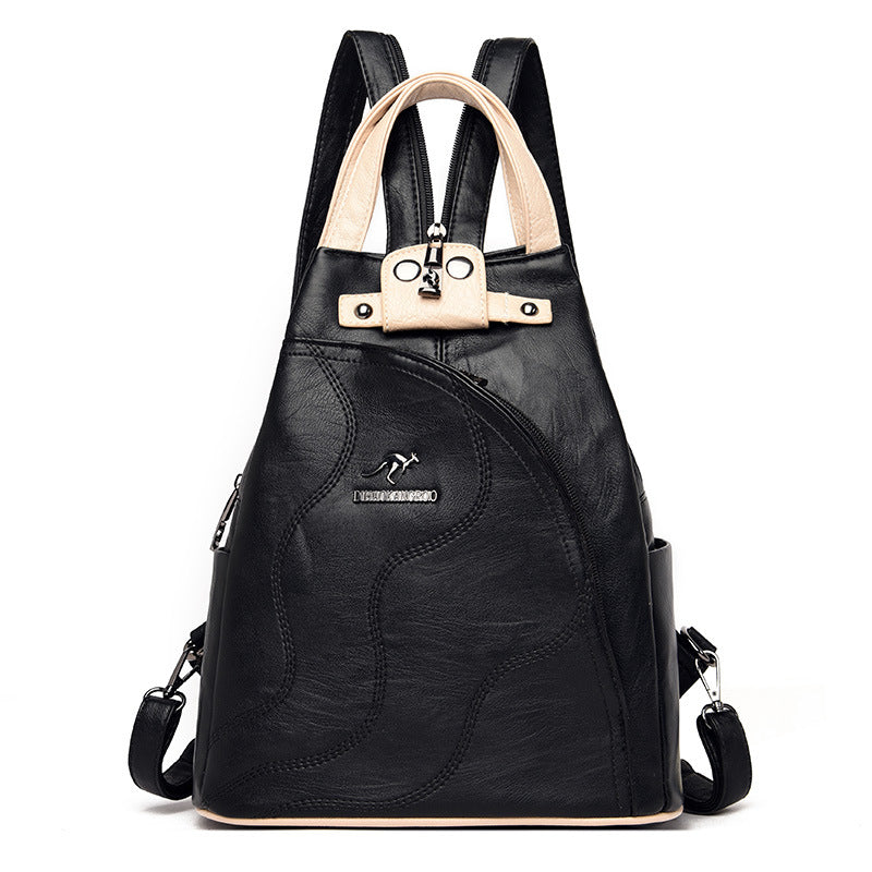 Women's Embroidered Sheepskin Korean Style Fashionable Kangaroo Backpacks