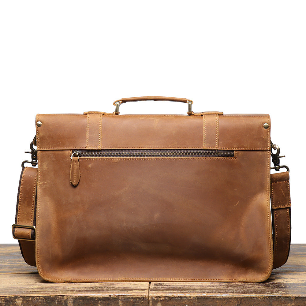 Men's Vintage Crazy Horse Leather Large Capacity Men's Briefcases