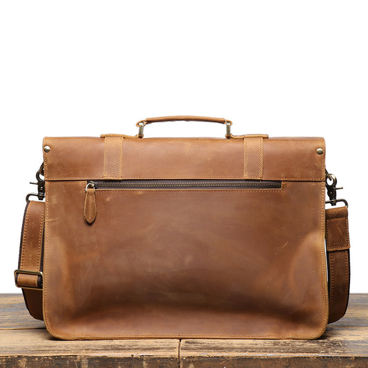 Men's Vintage Crazy Horse Leather Large Capacity Men's Briefcases