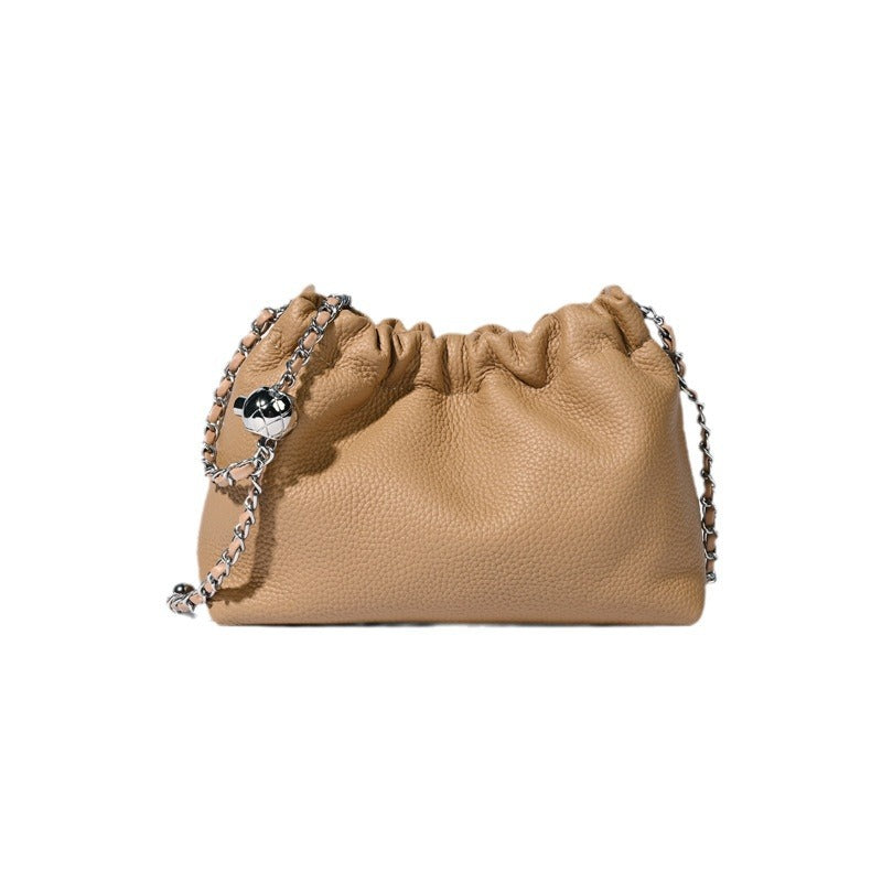 Women's Leather Fashion Versatile Chain Female Golden Crossbody Bags