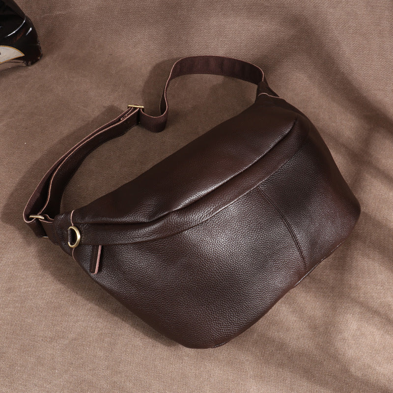 Men's First Layer Cowhide Vintage Genuine Leather Men's Chest Bags