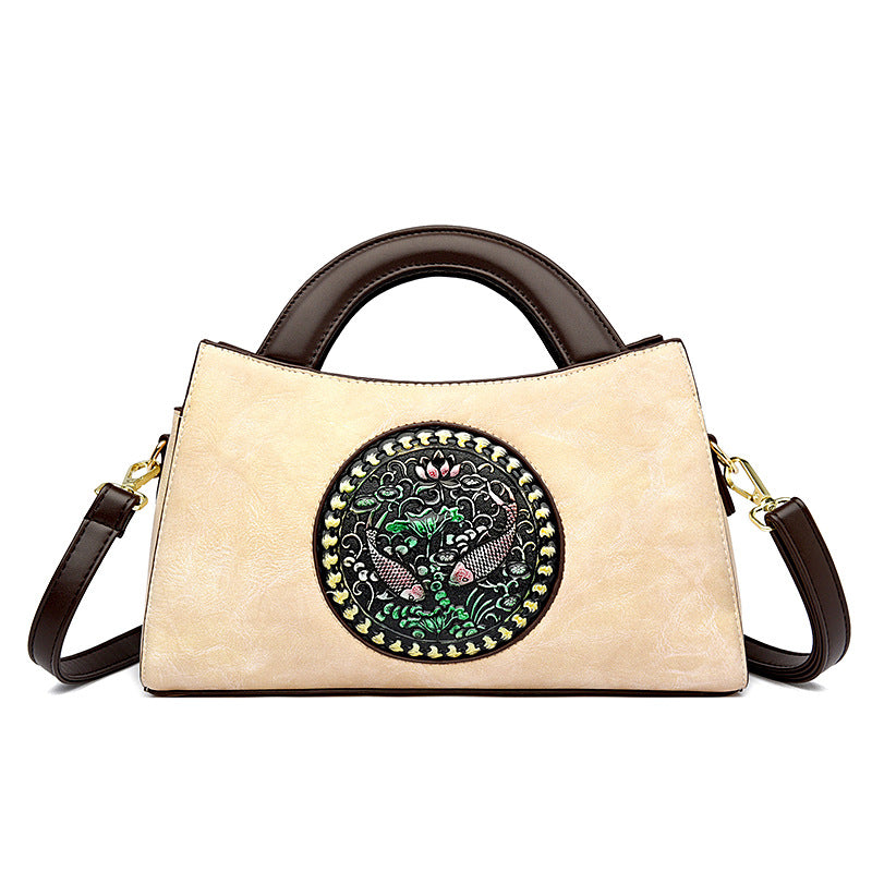 Women's Artistic National Style Stitching Fashion Saddle Bags
