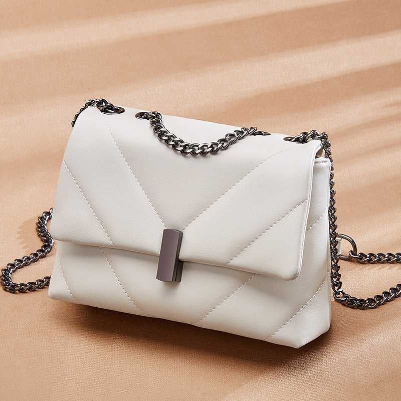 Women's Fashion Real Cattle Leather Chain Underarm Shoulder Bags