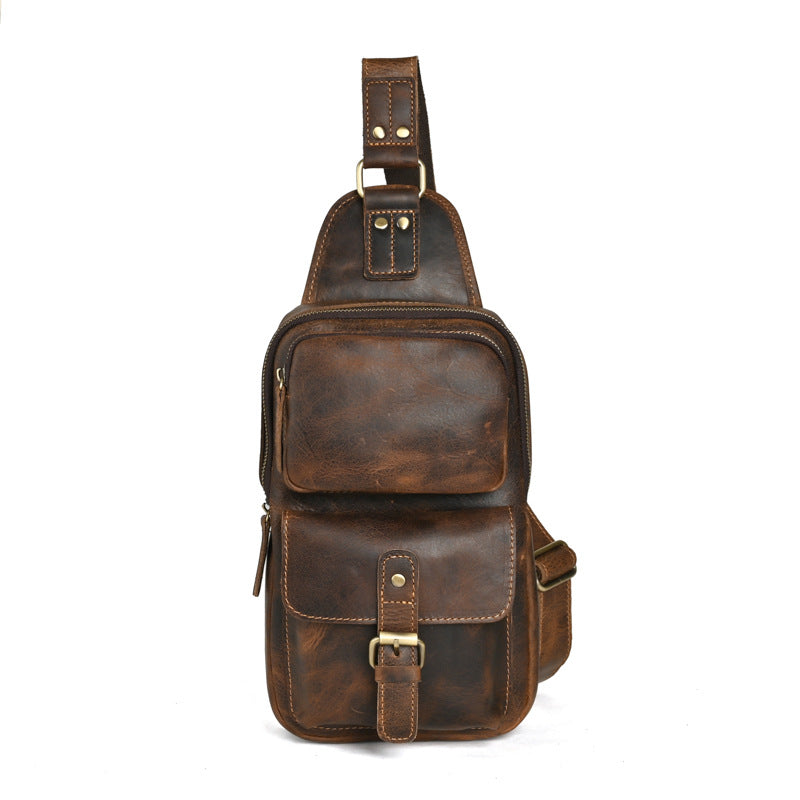 Men's Trendy Retro Crazy Horse Leather Men's Chest Bags