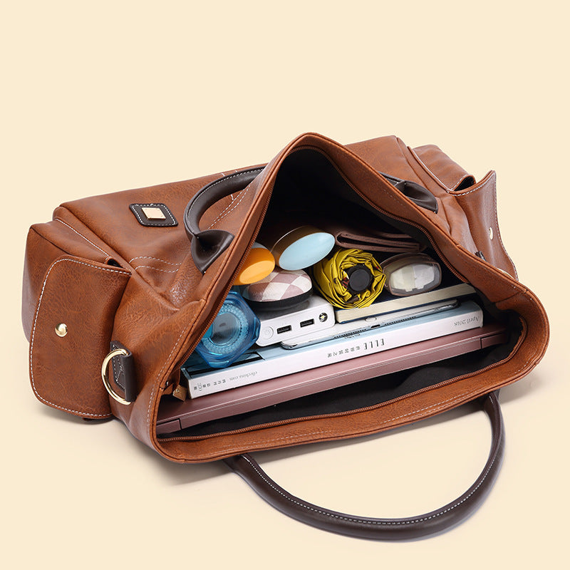 Women's Large Capacity Soft Leather Mature Elegant Shoulder Bags