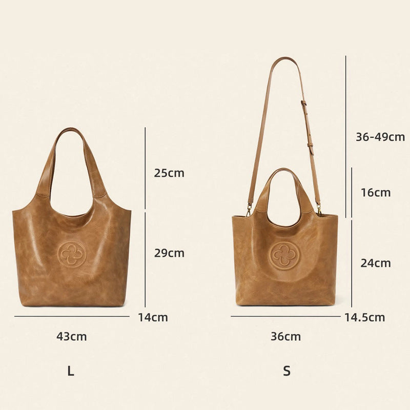 Women's High Quality Underarm Leather Retro Large Tote Bags