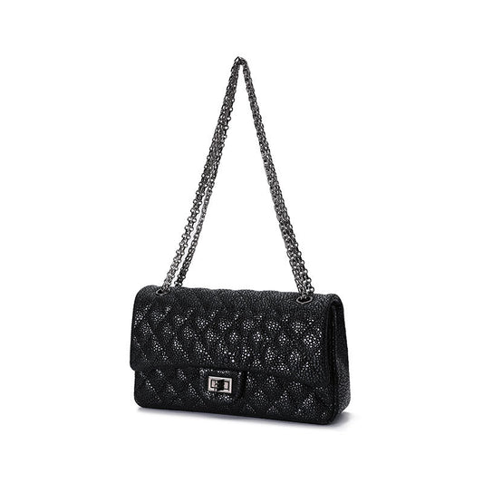 Women's Fish Cowhide Leather Classic Style Rhombus Chain Shoulder Bags