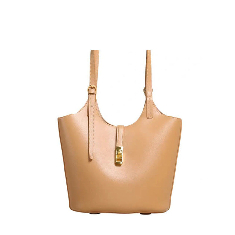 Women's Simple Large Capacity Commuting High-grade Leather Bucket Bags