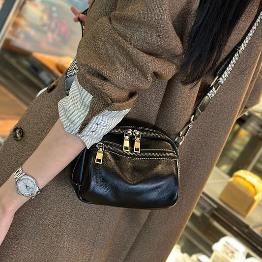 Women's Vegetable Tanning Leather Genuine Design Textured Bags