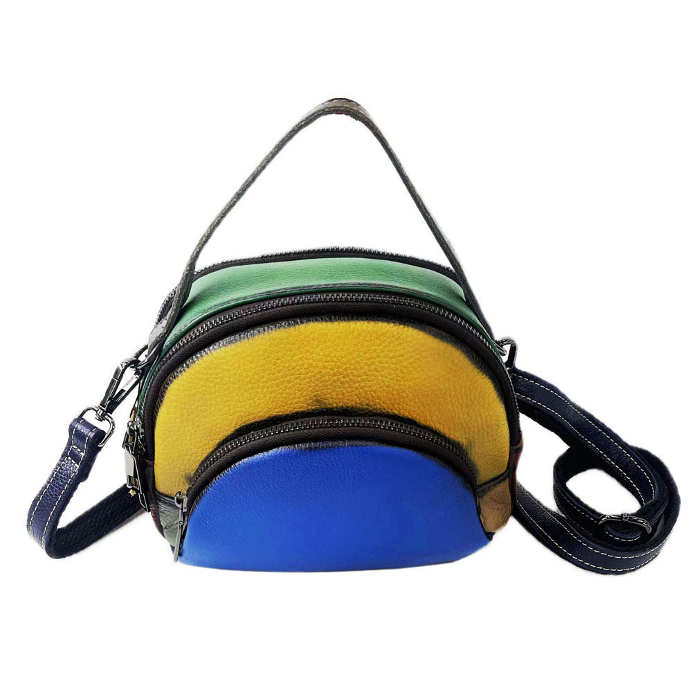 Women's Leather First Layer Cowhide Portable Brushed Crossbody Bags