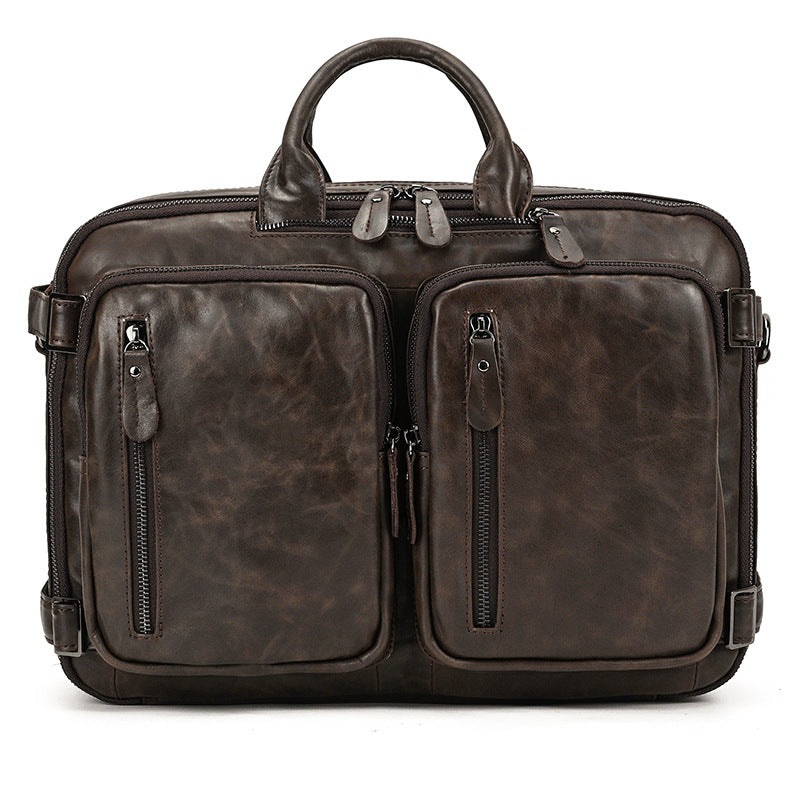 Men's Oily Leather Business First Layer Cowhide Men's Briefcases