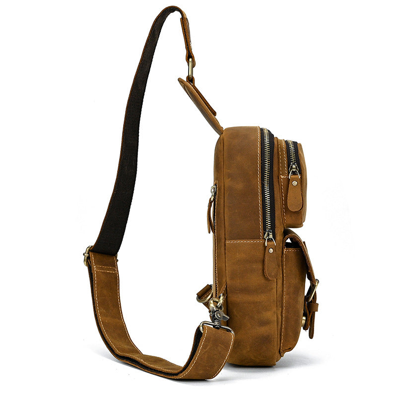 Men's Leather Retro Crazy Horse First Layer Men's Chest Bags