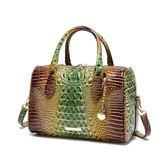 Women's Portable Underarm Vintage Brahmin Crocodile Pattern Handbags