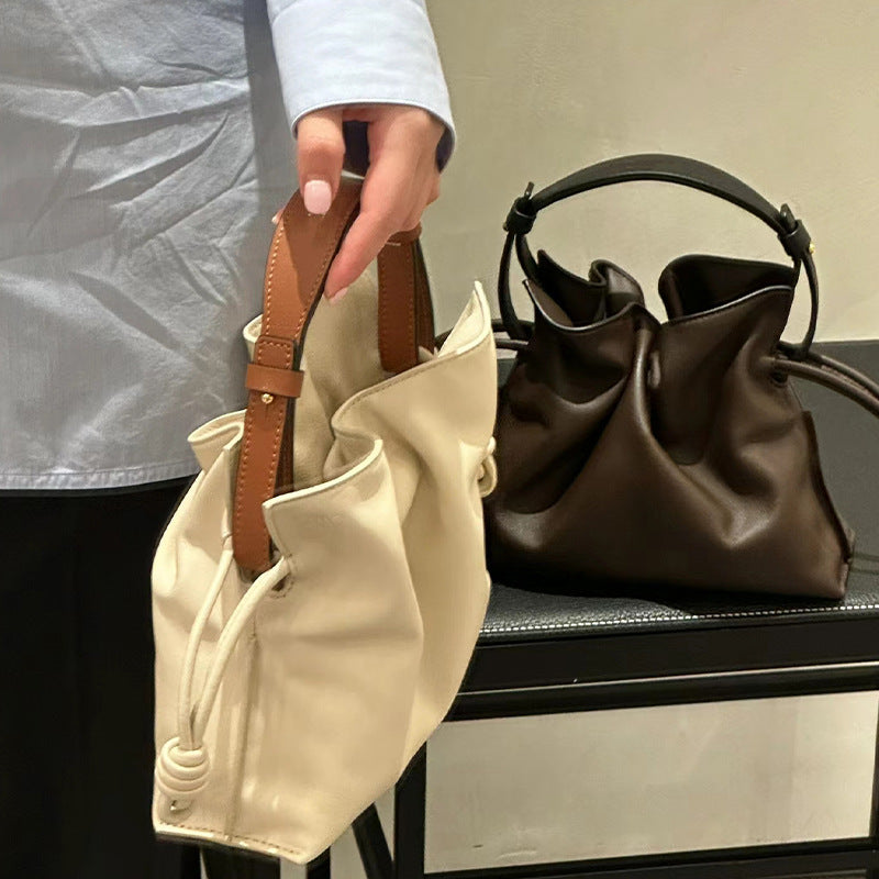 Women's Design Soft Cowhide Drawstring Lucky Cloud Crossbody Bags