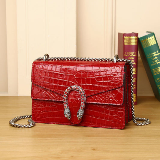 Women's Belly Pattern Wine God Fashionable Genuine Crossbody Bags