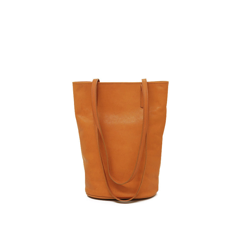 Women's High-grade Genuine Leather Retro Large Capacity Underarm Bucket Bags