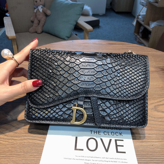Women's Genuine Leather Fashion Crocodile Pattern Chain Crossbody Bags