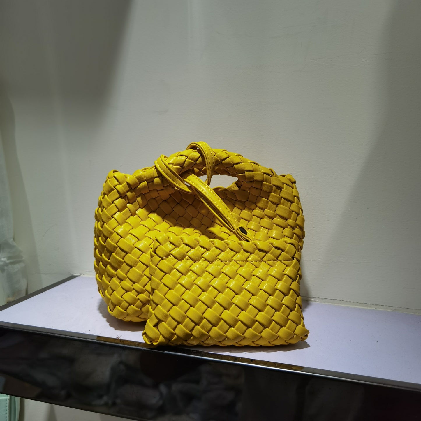 Woven Summer Soft Leather Underarm High-grade Small Square Bags